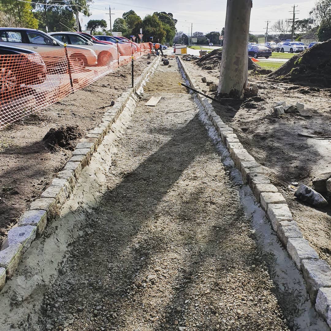Concrete path project — before